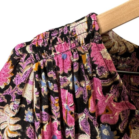 Cynthia Rowley Women's Small Floral Print Blouse‎ Stretch Short Sleeve Top - Picture 5 of 10